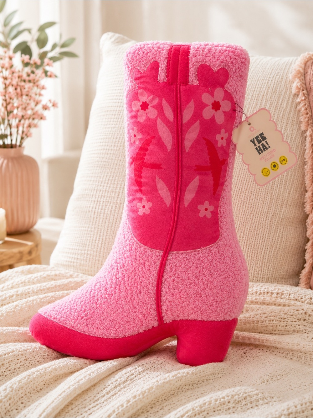 Pink Cowgirl Boot Weighted Pillow - 4lbs